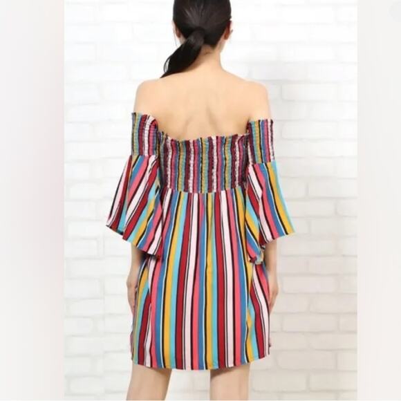 Guess Bright Multicolor Striped High Rise Tie Waist ShortsSize XL - Picture 2 of 9